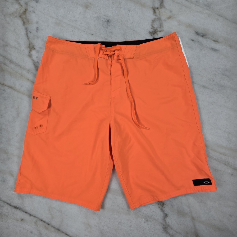 Oakley Mens Board Shorts Size 36 Orange Cargo Pocket Swim Trunks Surf Gorpcore